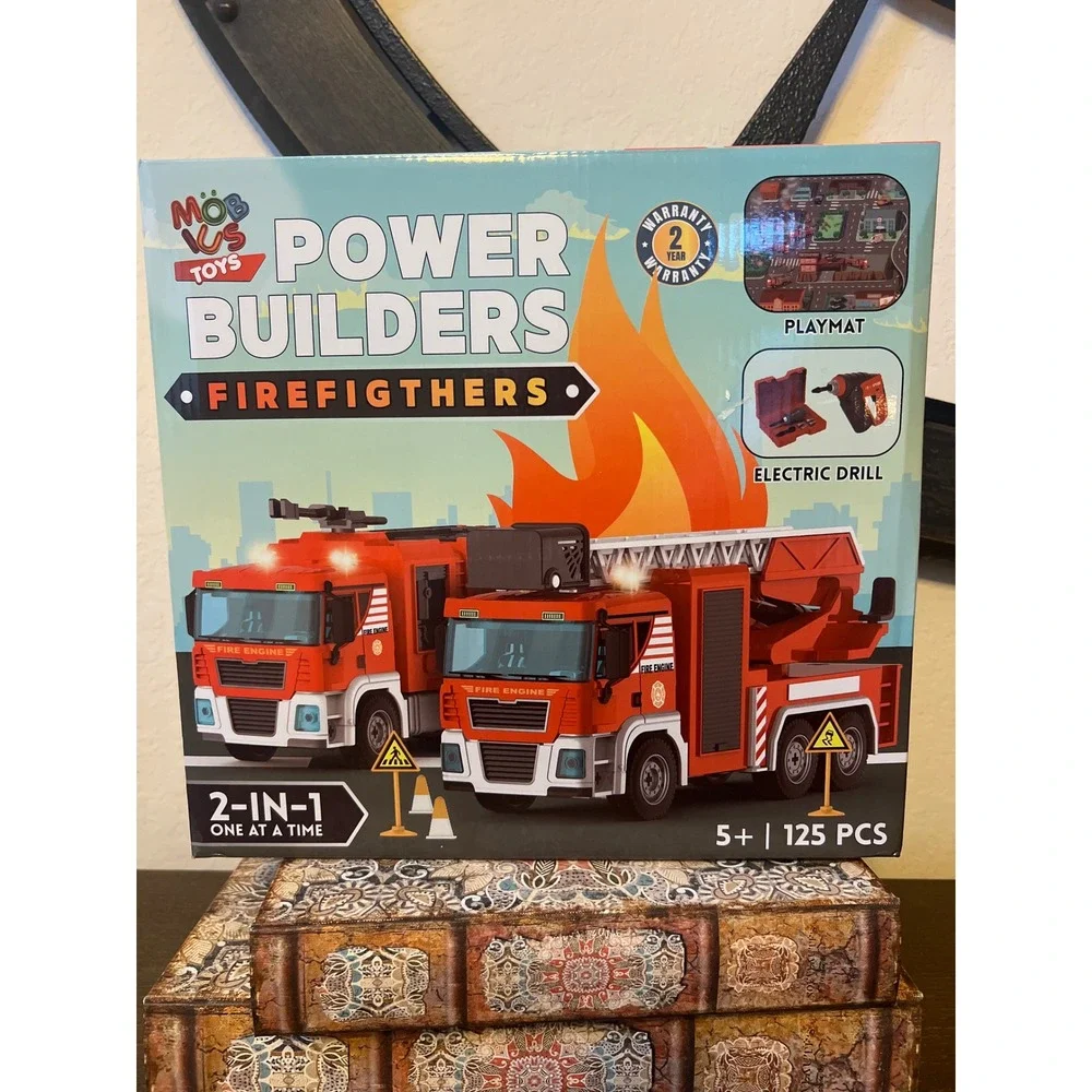 Mobius Toys Power Builders Firefighters 2-in-1 Take Apart Truck Set 125 Pcs NEW